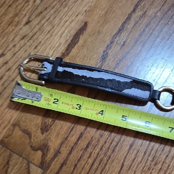 Ann Taylor Large Brown/White Animal Print Skinny Belt Leather Brass Buckle - NEW - Picture 15 of 16